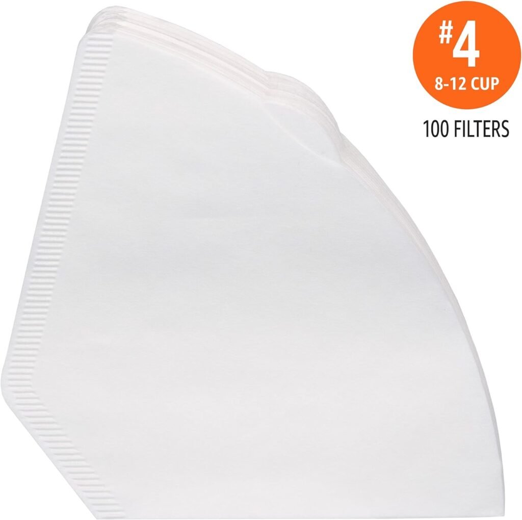 Amazon Basics Number 4 Cone Coffee Filters for 8-12 Cup Coffee Makers, White, 100 Count