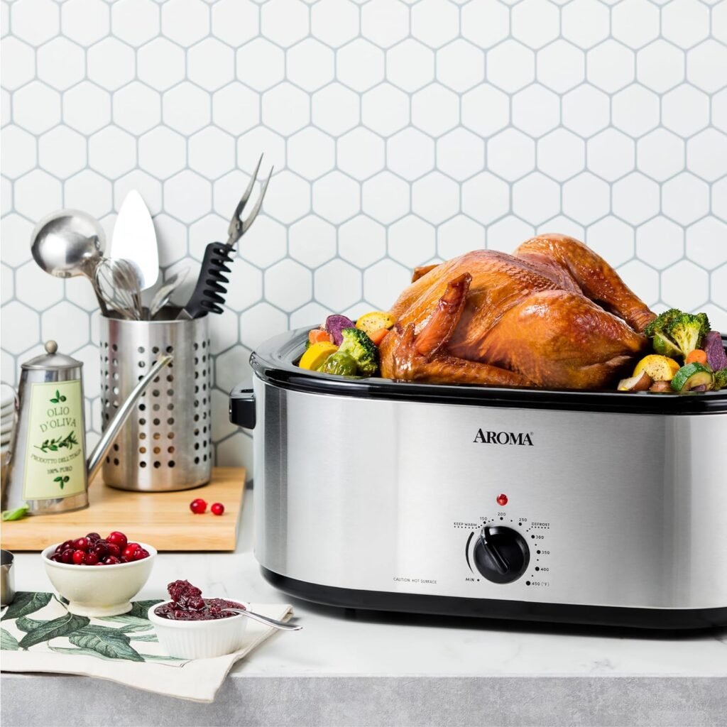 AROMA 22Qt. Roaster Oven with self basting lid stainless steel