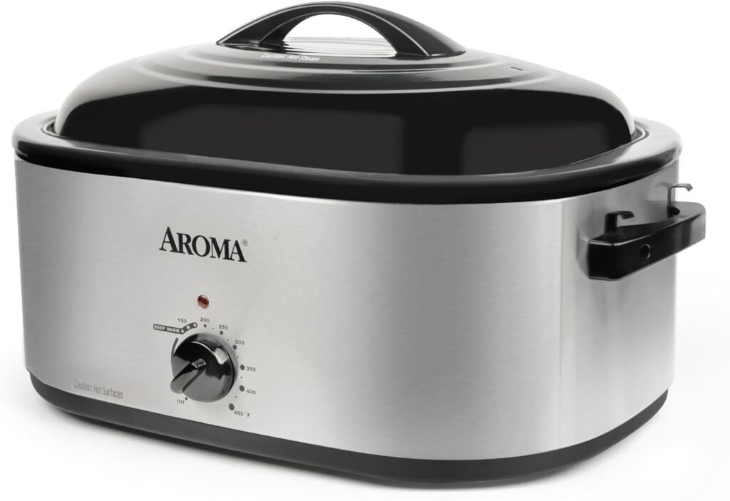 AROMA 22Qt. Roaster Oven with self basting lid stainless steel