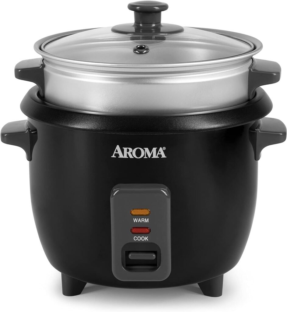 Aroma Housewares ARC-363-1NGB 3 Uncooked/6 Cups Cooked Rice Cooker, Steamer, Multicooker, 2-6 cups, Black