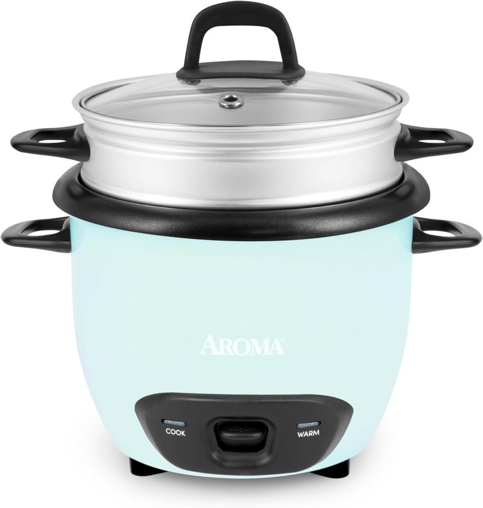 Aroma Housewares Aroma 6-cup (cooked) 1.5 Qt. One Touch Rice Cooker, White (ARC-363NG), 6 cup cooked/ 3 cup uncook/ 1.5 Qt.