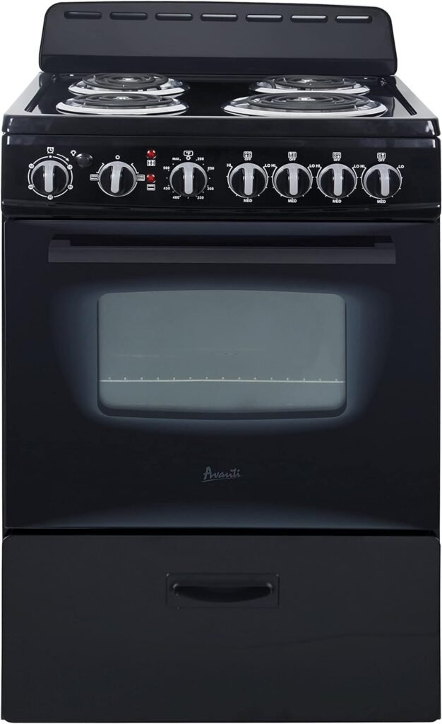 Avanti ERU240P1B ERU240 24 Electric Range Oven with Framed Glass Door, in Black