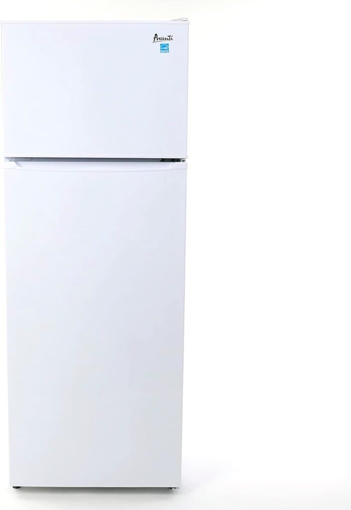 Avanti RA75V0W Apartment Refrigerator Freestanding Slim Design Full Fridge with Top Freezer for Condo, House, Small Kitchen Use, White