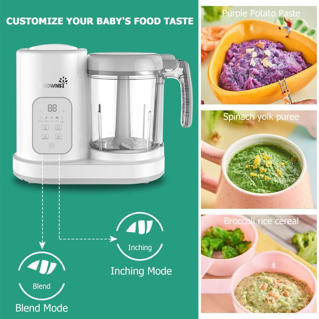 Baby Food Maker | Baby food Processor | All-in-One Baby Food Puree Blender Steamer Grinder Mills Machine Auto Cooking  Grinding with Self Cleans Touch Screen LCD Display, BPA Free