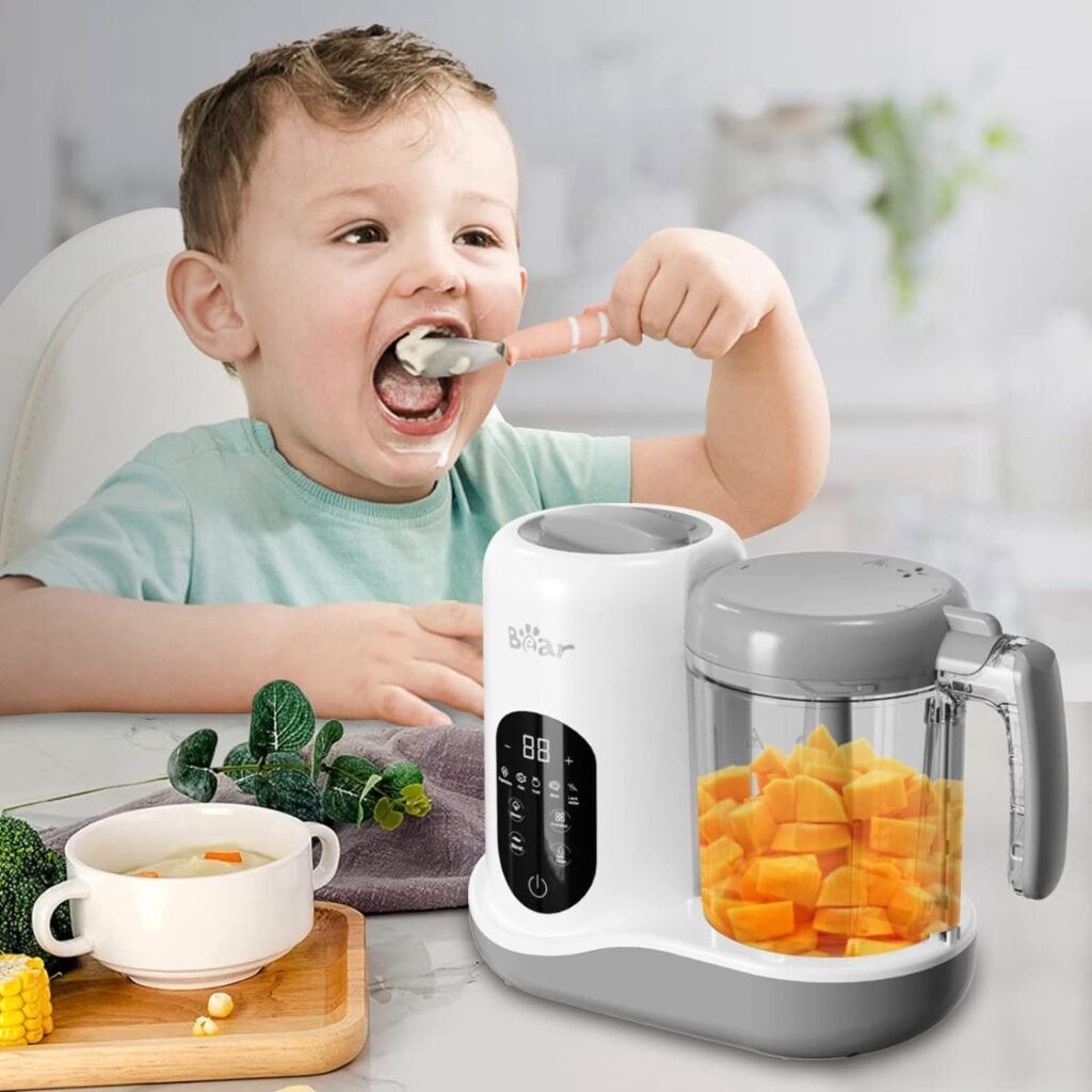 BEAR 2024 Baby Food Maker | One Step Baby Food Processor Steamer Puree Blender | Auto Cooking  Grinding | Baby Food Puree Maker with Self Cleans | Touch Screen Control, White