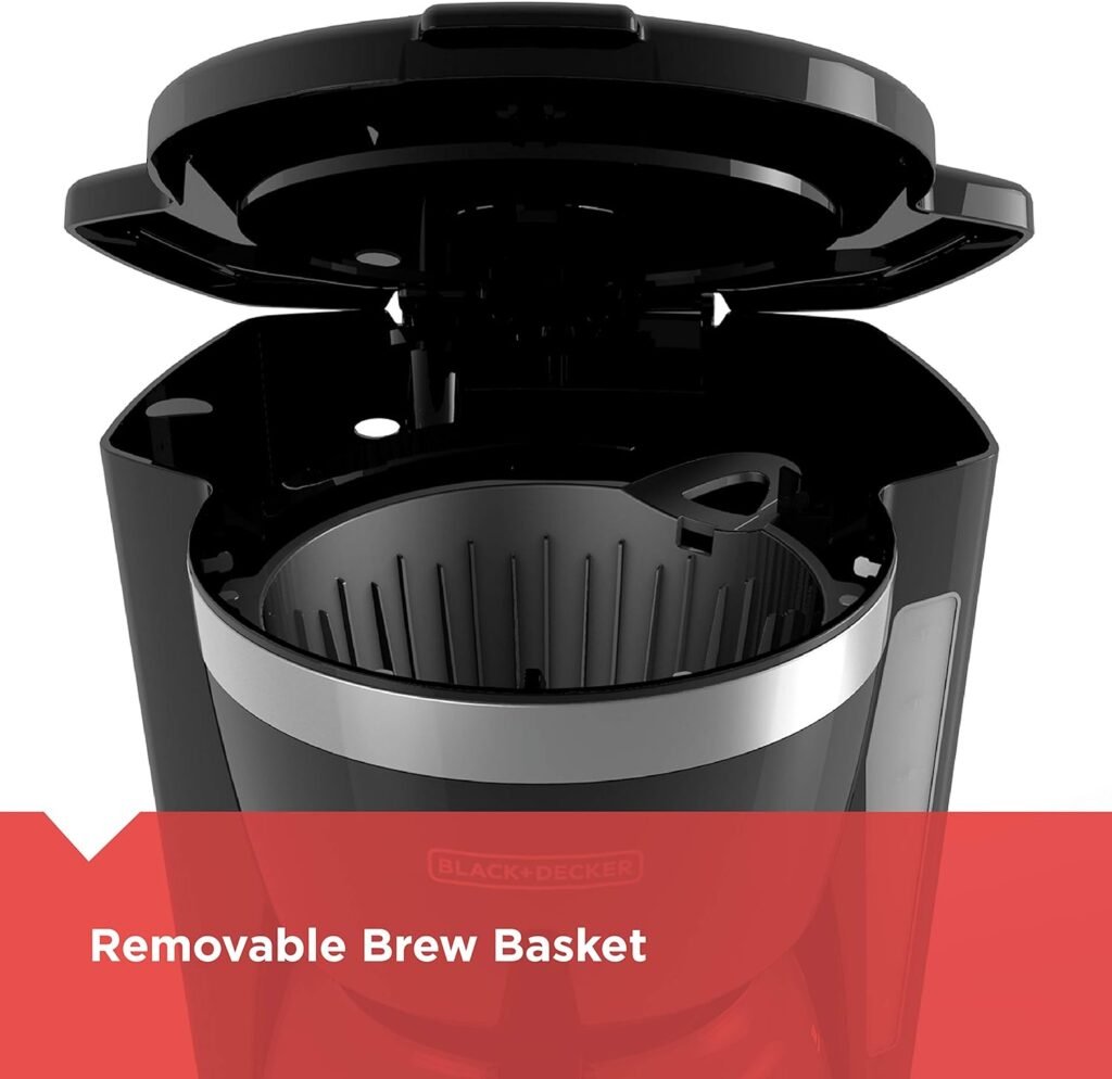 BLACK+DECKER 12-Cup Digital Coffee Maker, CM1160B, Programmable, Washable Basket Filter, Sneak-A-Cup, Auto Brew, Water Window, Keep Hot Plate, Black