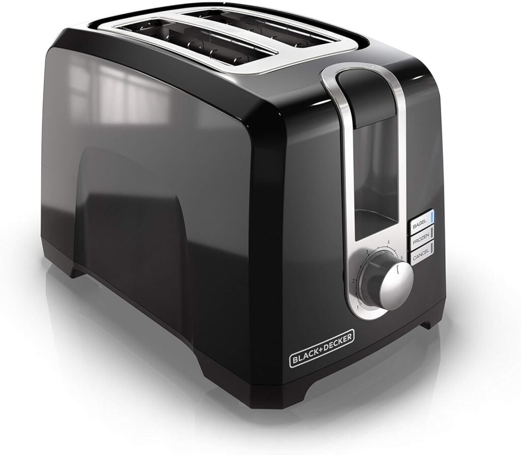 BLACK+DECKER 2-Slice Toaster, T2569B, Extra Wide Slots, 6 Shade Settings, 850 Watts, Crub Tray, Cancel Button