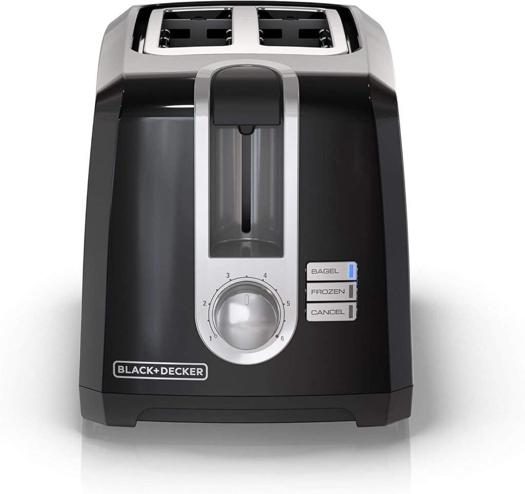 BLACK+DECKER 2-Slice Toaster, T2569B, Extra Wide Slots, 6 Shade Settings, 850 Watts, Crub Tray, Cancel Button