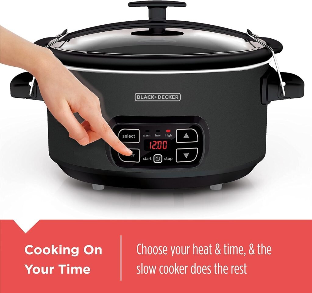 BLACK+DECKER 7-Quart Slow Cooker, SCD4007, Chalkboard Exterior, Locking Lid, 3 Heat Settings, Removable Stoneware Crock