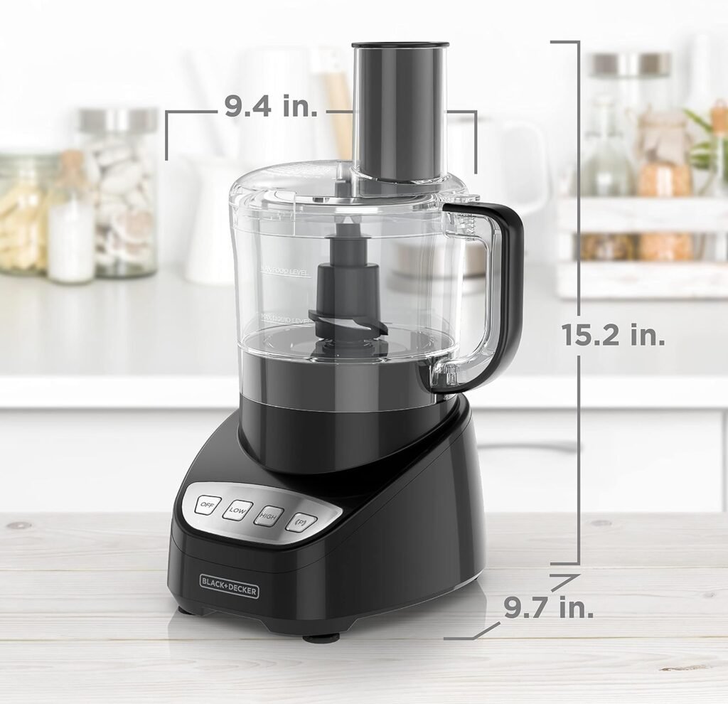 BLACK+DECKER 8-Cup Food Processor, Easy Assembly, Stainless Steel S-Blade, Shred, Slice, Chop, Puree, 450W Motor