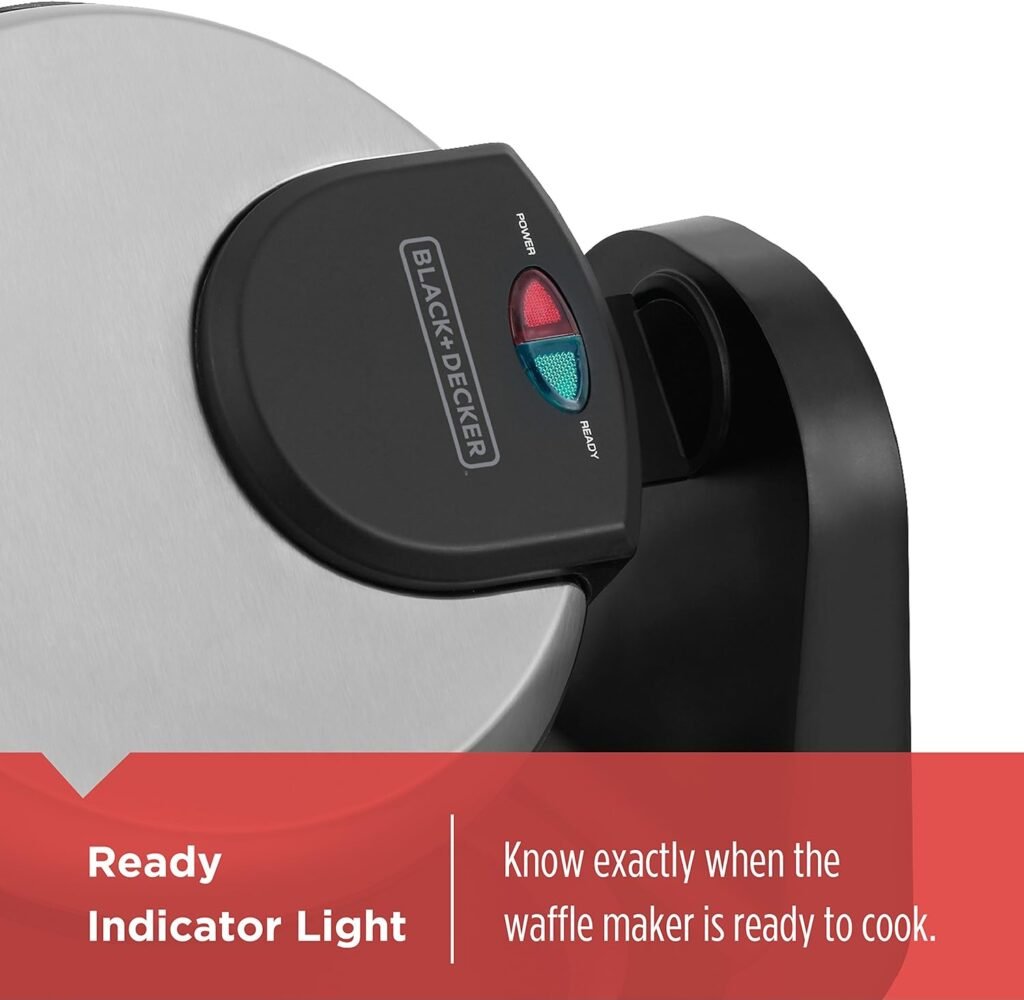 BLACK+DECKER Flip Waffle Maker, WM1404S, 7 Round Belgian Waffles, Ready Light Indicator