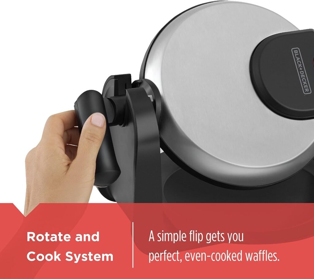 BLACK+DECKER Flip Waffle Maker, WM1404S, 7 Round Belgian Waffles, Ready Light Indicator