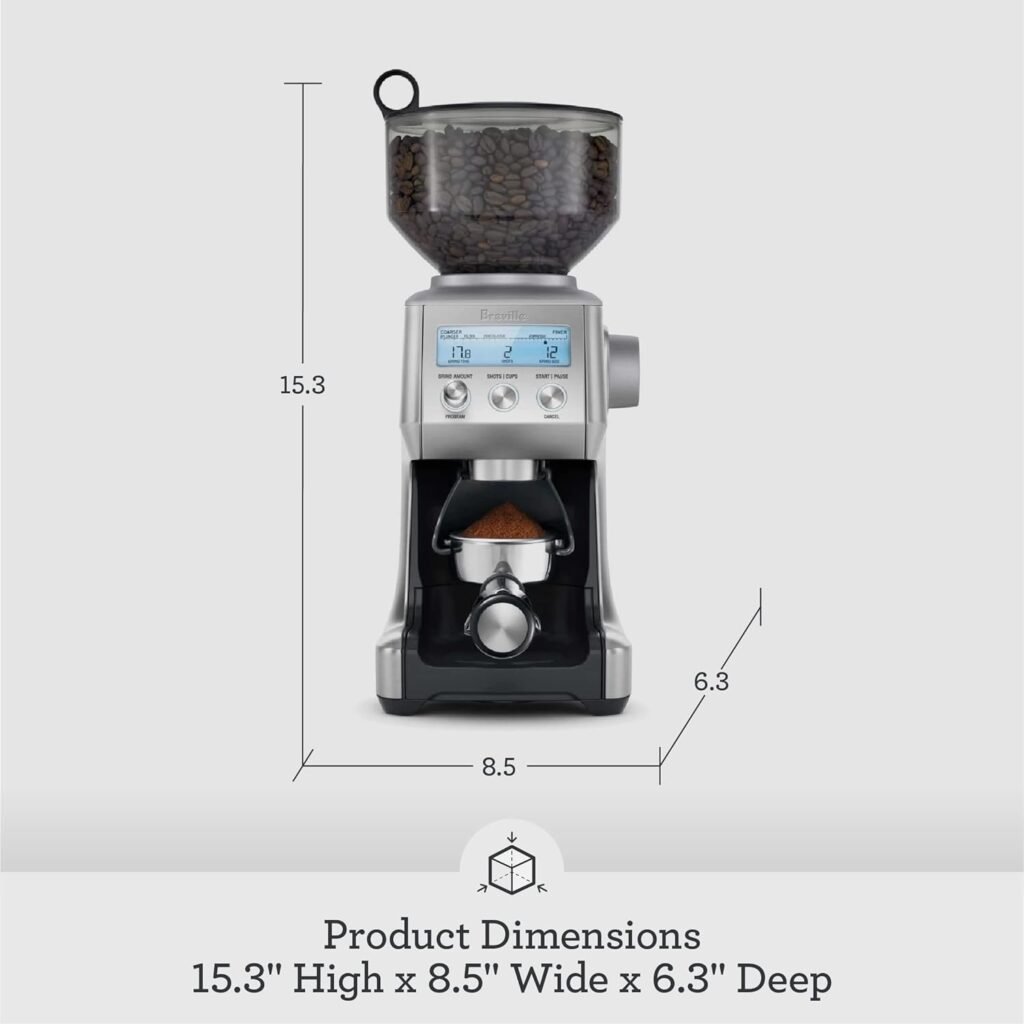 Breville Smart Grinder Pro Coffee Bean Grinder, Brushed Stainless Steel, BCG820BSS, 2.3