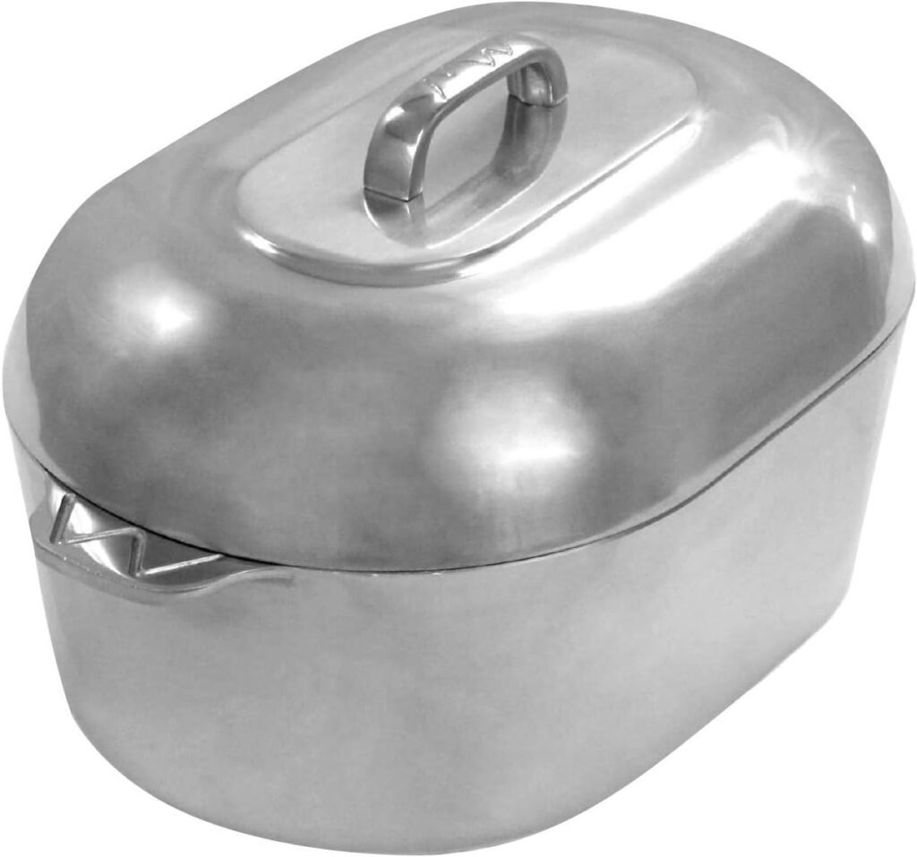 Cajun Cookware Aluminum Roaster Pan with Lid - 15-inch Roasting Pot - Easy to Clean Oval Cookware