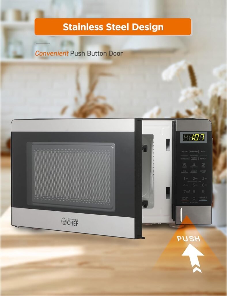 COMMERCIAL CHEF 0.6 Cubic Foot Microwave with 6 Power Levels, Small Microwave with Grip Handle, 600W Countertop Microwave with 30 Minute Timer and Mechanical Dial Controls, Black