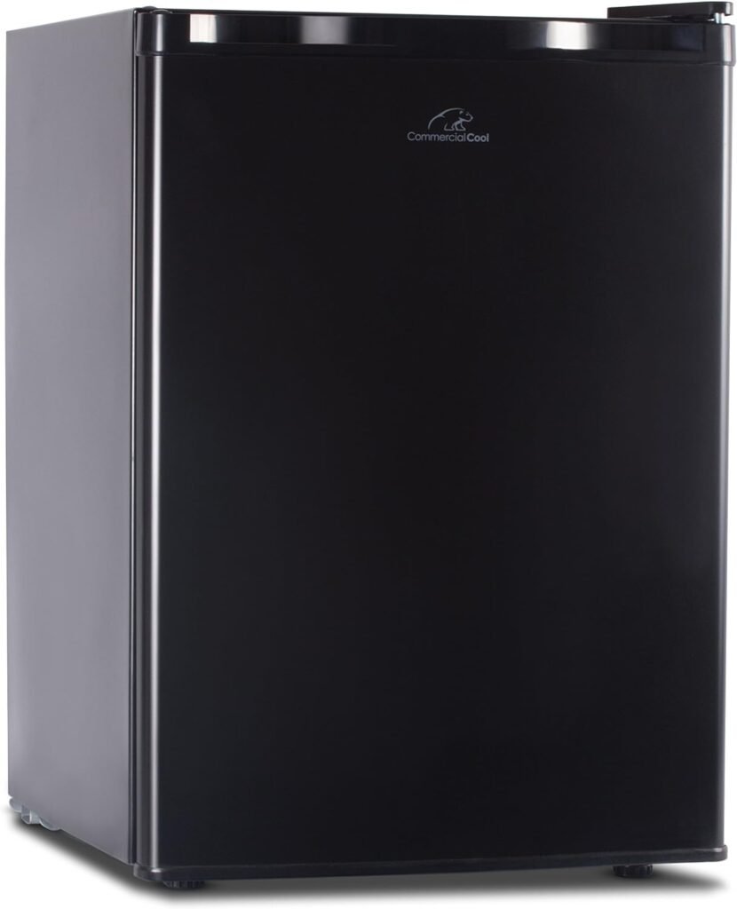 Commercial Cool CCR26B Compact Single Door Refrigerator and Freezer, 2.6 Cu. Ft. Mini Fridge, Black