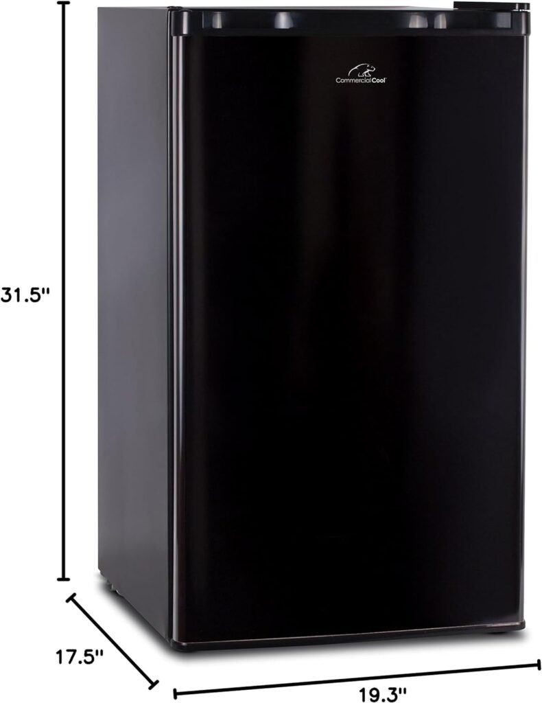 Commercial Cool CCR32B Compact Single Door Refrigerator and Freezer, 3.2 Cu. Ft. Mini Fridge, Black