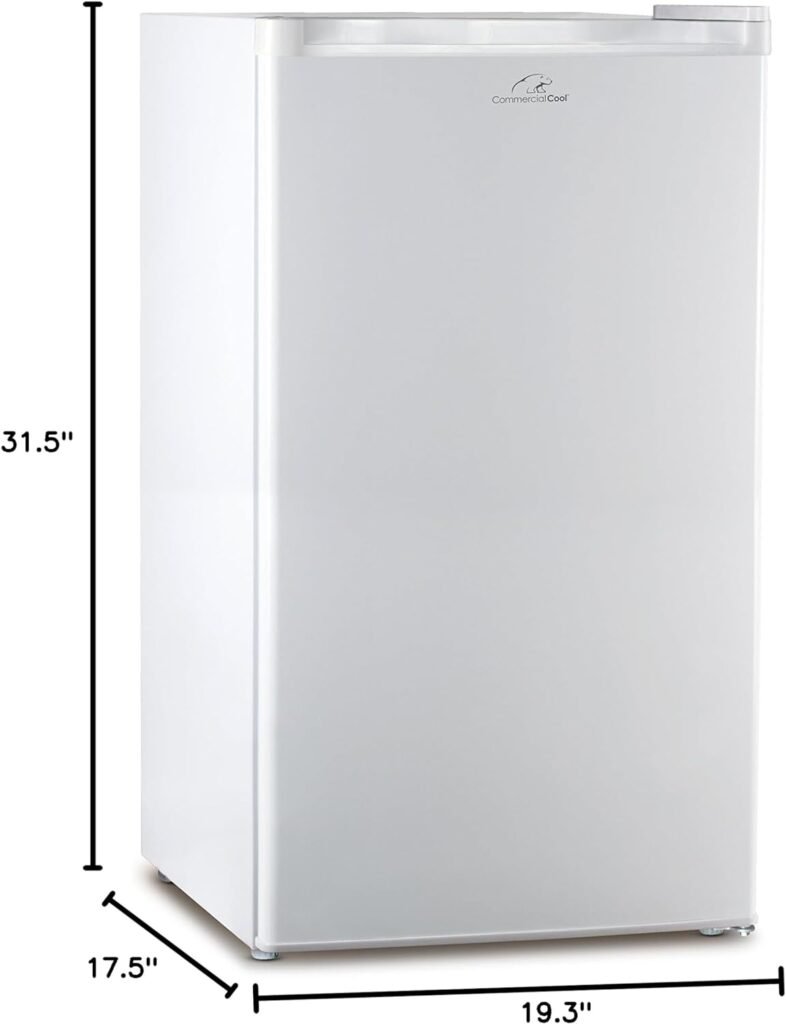 Commercial Cool CCR32W Compact Single Door Refrigerator and Freezer, 3.2 Cu. Ft. Mini Fridge, White