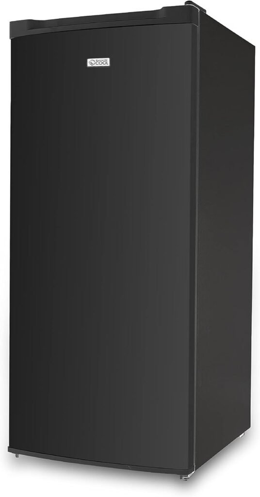 Commercial Cool Upright Freezer, Stand Up Freezer 6 Cu Ft with Reversible Door, Black