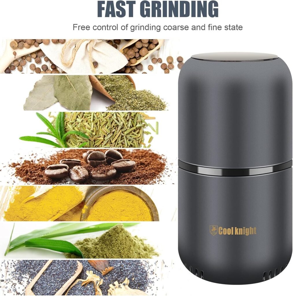 COOL KNIGHT Herb Grinder [large capacity/fast/Electric ]-Spice Herb Coffee Grinder with Pollen Catcher/- 7.5 (Black)