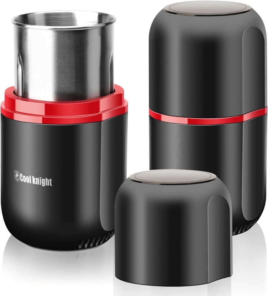 COOL KNIGHT Herb Grinder [large capacity/fast/Electric ]-Spice Herb Coffee Grinder with Pollen Catcher/- 7.5 (Black)