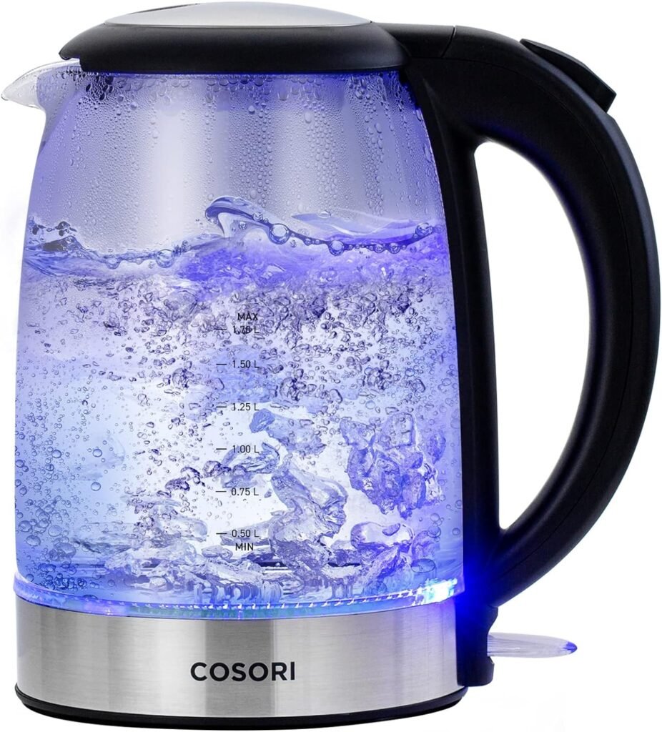 COSORI Electric Kettle, Tea Kettle Pot, 1.7L/1500W, Stainless Steel Inner Lid  Filter, Hot Water Kettle Teapot Boiler  Heater, Automatic Shut Off, BPA-Free, Black