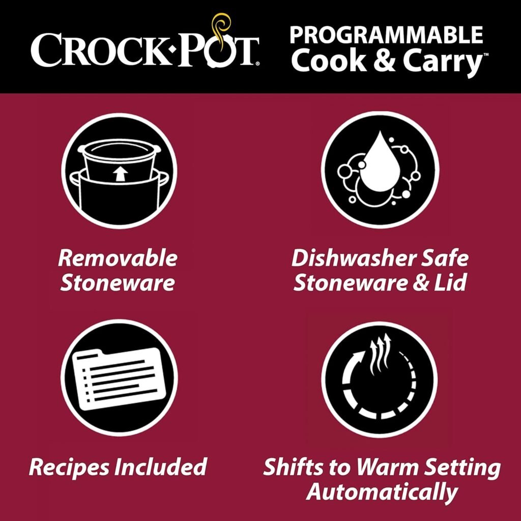 Crock-Pot 6 Quart Cook  Carry Programmable Slow Cooker with Digital Timer, Stainless Steel (CPSCVC60LL-S)