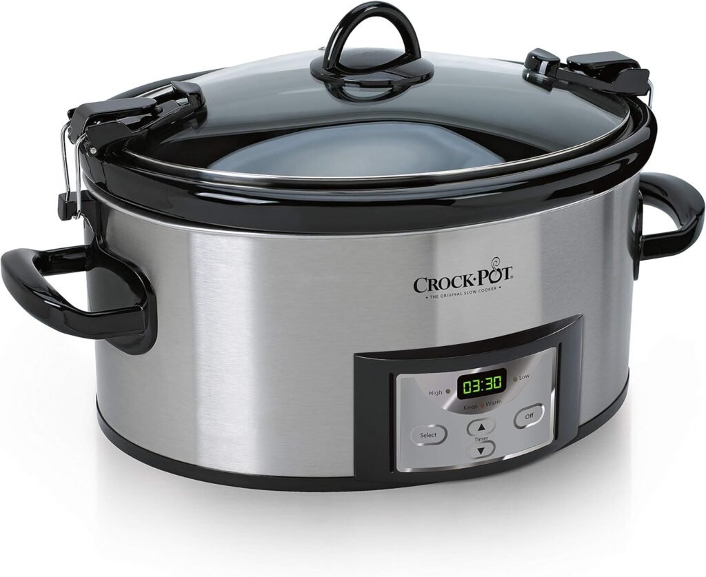 Crock-Pot 6 Quart Cook  Carry Programmable Slow Cooker with Digital Timer, Stainless Steel (CPSCVC60LL-S)