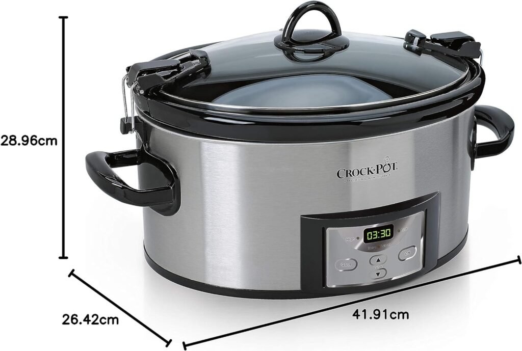 Crock-Pot 6 Quart Cook  Carry Programmable Slow Cooker with Digital Timer, Stainless Steel (CPSCVC60LL-S)