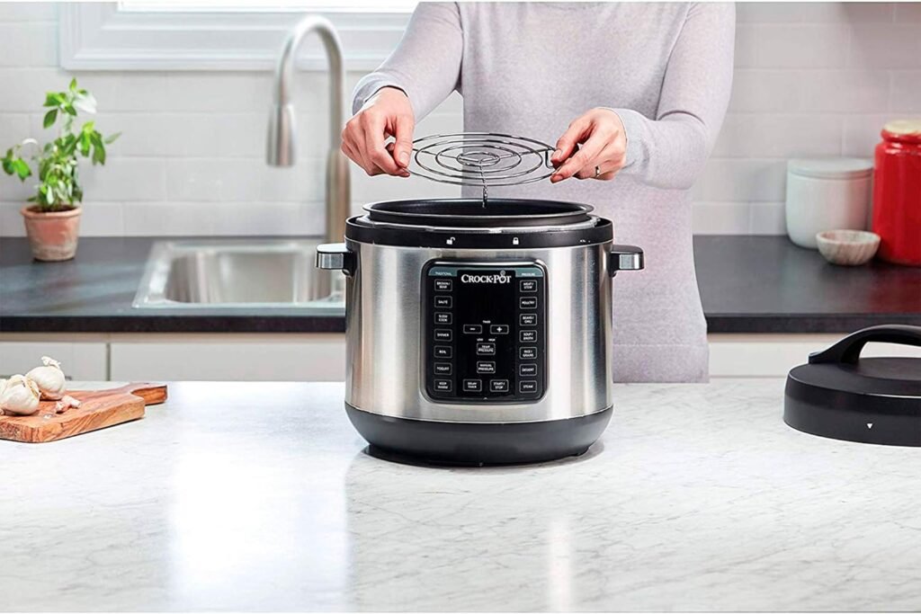 Crock-pot 8-Quart Multi-Use XL Express Crock Programmable Slow Cooker with Manual Pressure, Boil  Simmer with Extra Sealing Gasket, Stainless Steel