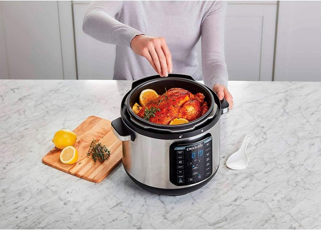 Crock-pot 8-Quart Multi-Use XL Express Crock Programmable Slow Cooker with Manual Pressure, Boil  Simmer with Extra Sealing Gasket, Stainless Steel