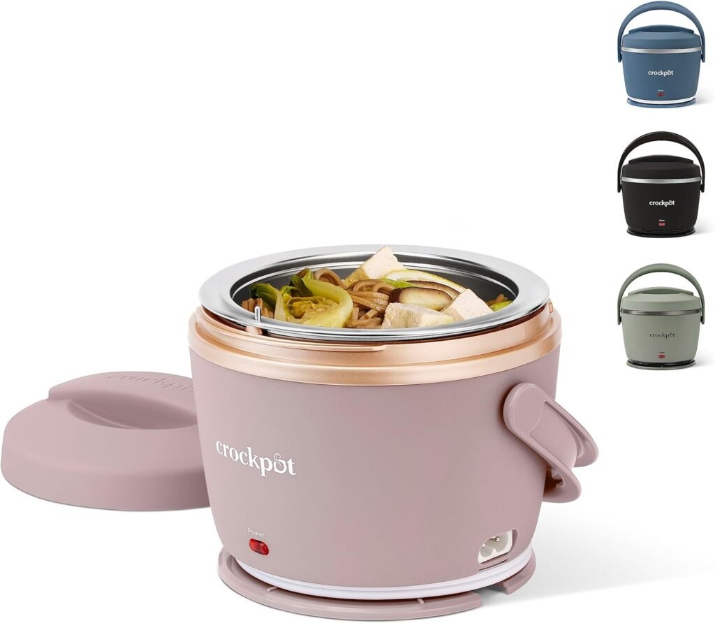 Crock-Pot Electric Lunch Box, Portable Food Warmer for Travel, Car, On-the-Go, 20-Ounce, Blush Pink | Keeps Food Warm  Spill-Free | Dishwasher-Safe | Gifts for Women