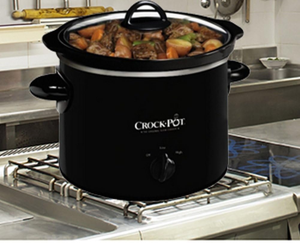 Crock-Pot Small 2 Quart Round Manual Slow Cooker, Black (SCR200-B)