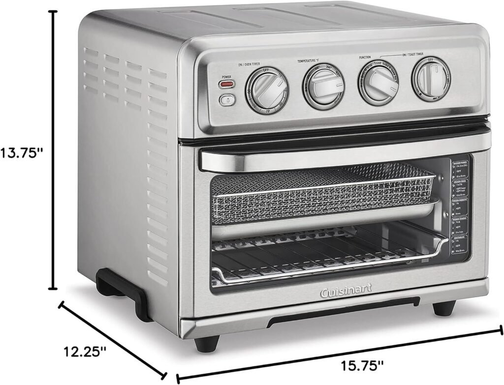 Cuisinart Air Fryer + Convection Toaster Oven, 8-1 Oven with Bake, Grill, Broil  Warm Options, Stainless Steel, TOA-70