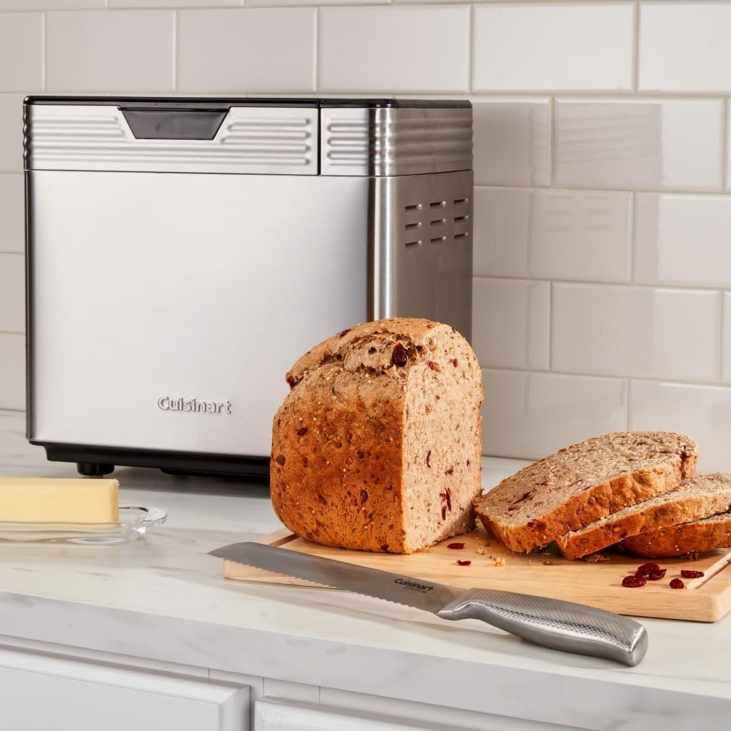 Cuisinart Bread Maker Machine, Compact and Automatic, Customizable Settings, Up to 2lb Loaves, CBK-110P1, Silver,Black