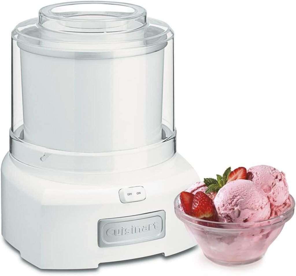 Cuisinart Ice Cream Maker Machine, 1.5 Quart Sorbet, Frozen Yogurt Maker, Double Insulated, White, ICE-21P1