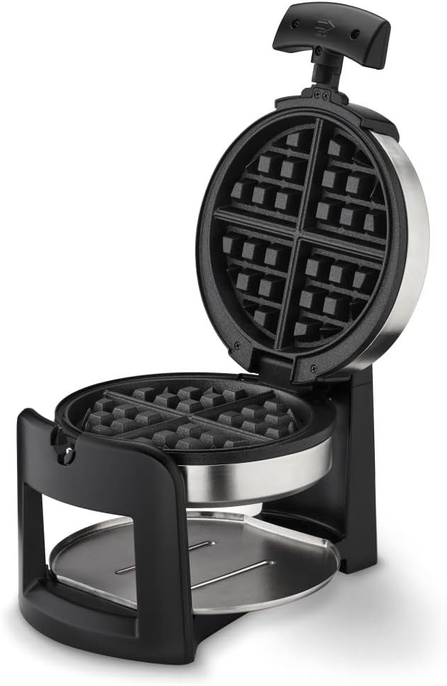 Cuisinart WAF-F30 Round Flip Belgian Waffle Maker, Black/Silver, 1 inch thick