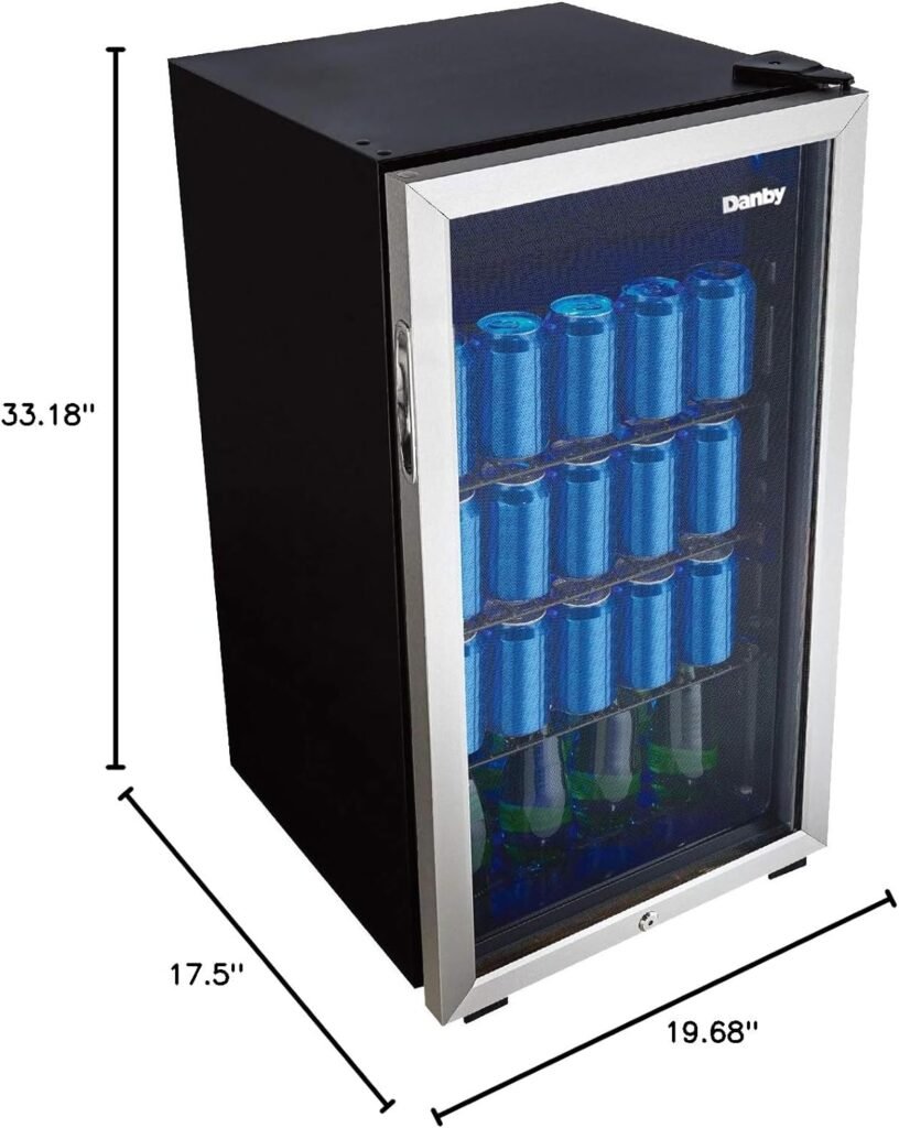 Danby DBC117A1BSSDB-6 117 Can Beverage Center, 3.1 Cu.Ft. Freestanding Drinks Refrigerator for Basement, Dining, Living Room-Bar Fridge Perfect for Beer, Pop, Water, Black/Grey