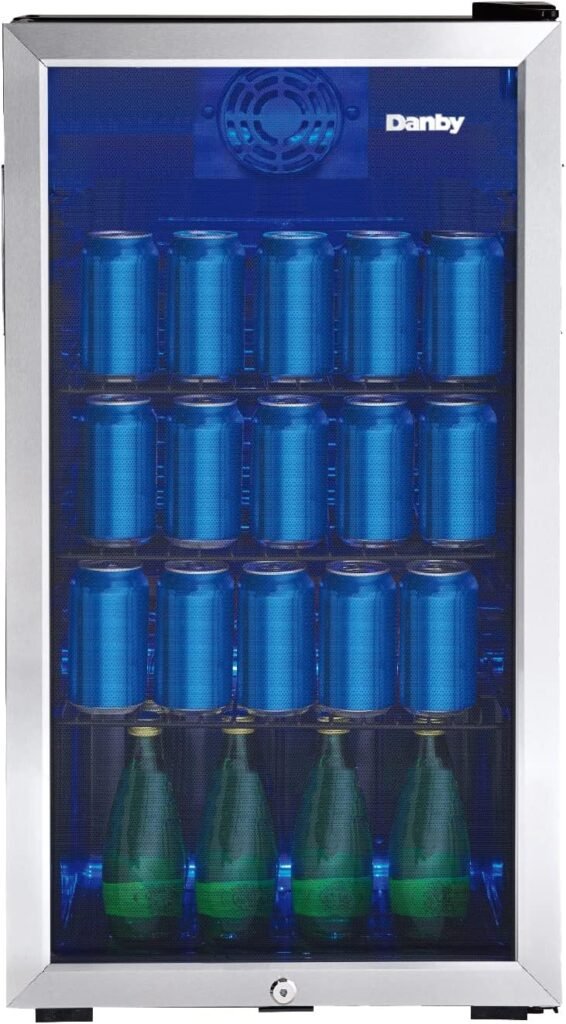 Danby DBC117A1BSSDB-6 117 Can Beverage Center, 3.1 Cu.Ft. Freestanding Drinks Refrigerator for Basement, Dining, Living Room-Bar Fridge Perfect for Beer, Pop, Water, Black/Grey