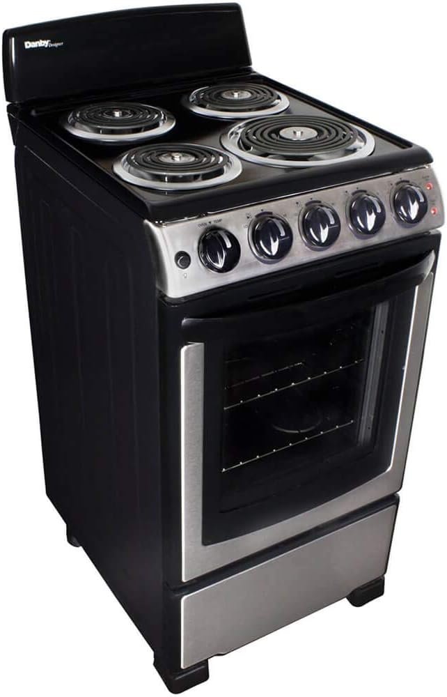 Danby Designer 20-In. Electric Range with Coil Elements and 2.3-Cu. Ft. Oven Capacity in Stainless Steel/Black