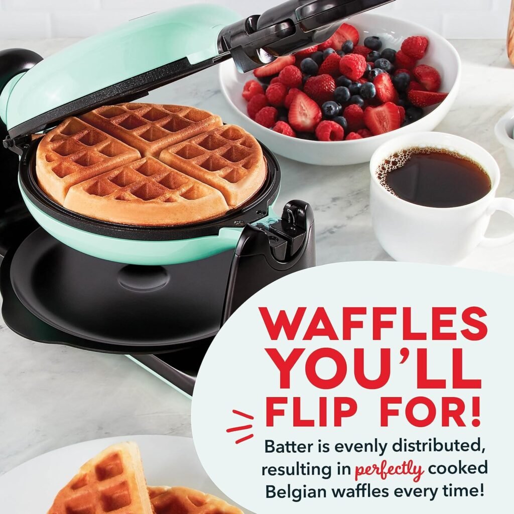 DASH Flip Belgian Waffle Maker With Non-Stick Coating for Individual 1 Thick Waffles – Black