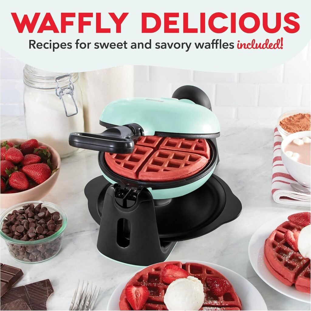 DASH Flip Belgian Waffle Maker With Non-Stick Coating for Individual 1 Thick Waffles – Black