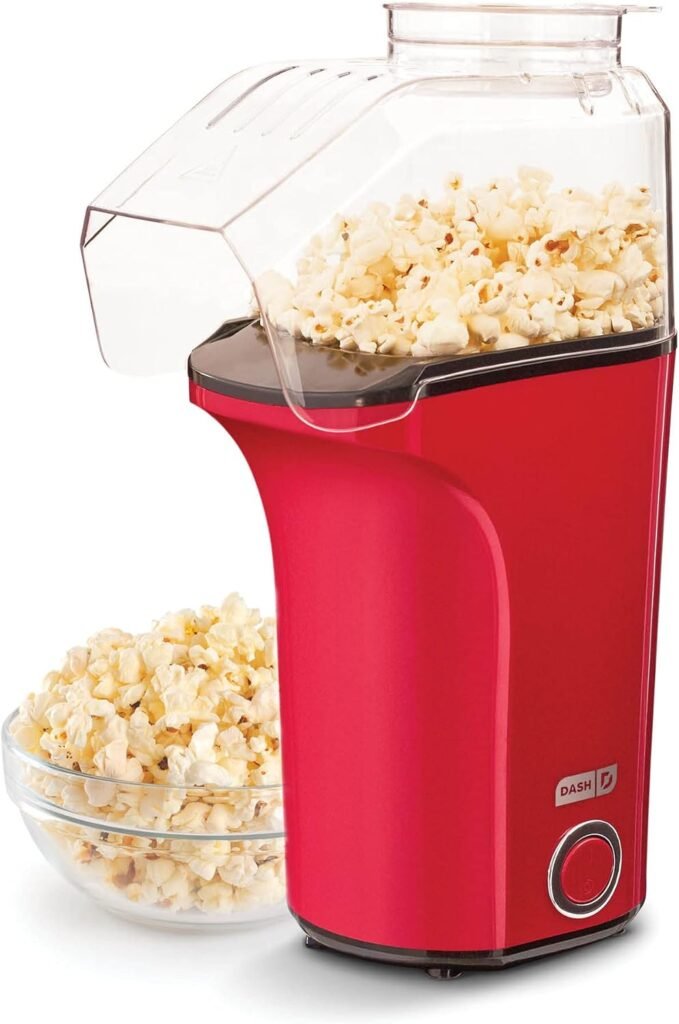 DASH Hot Air Popcorn Popper Maker with Measuring Cup to Portion Popping Corn Kernels + Melt Butter, 16 Cups - Red