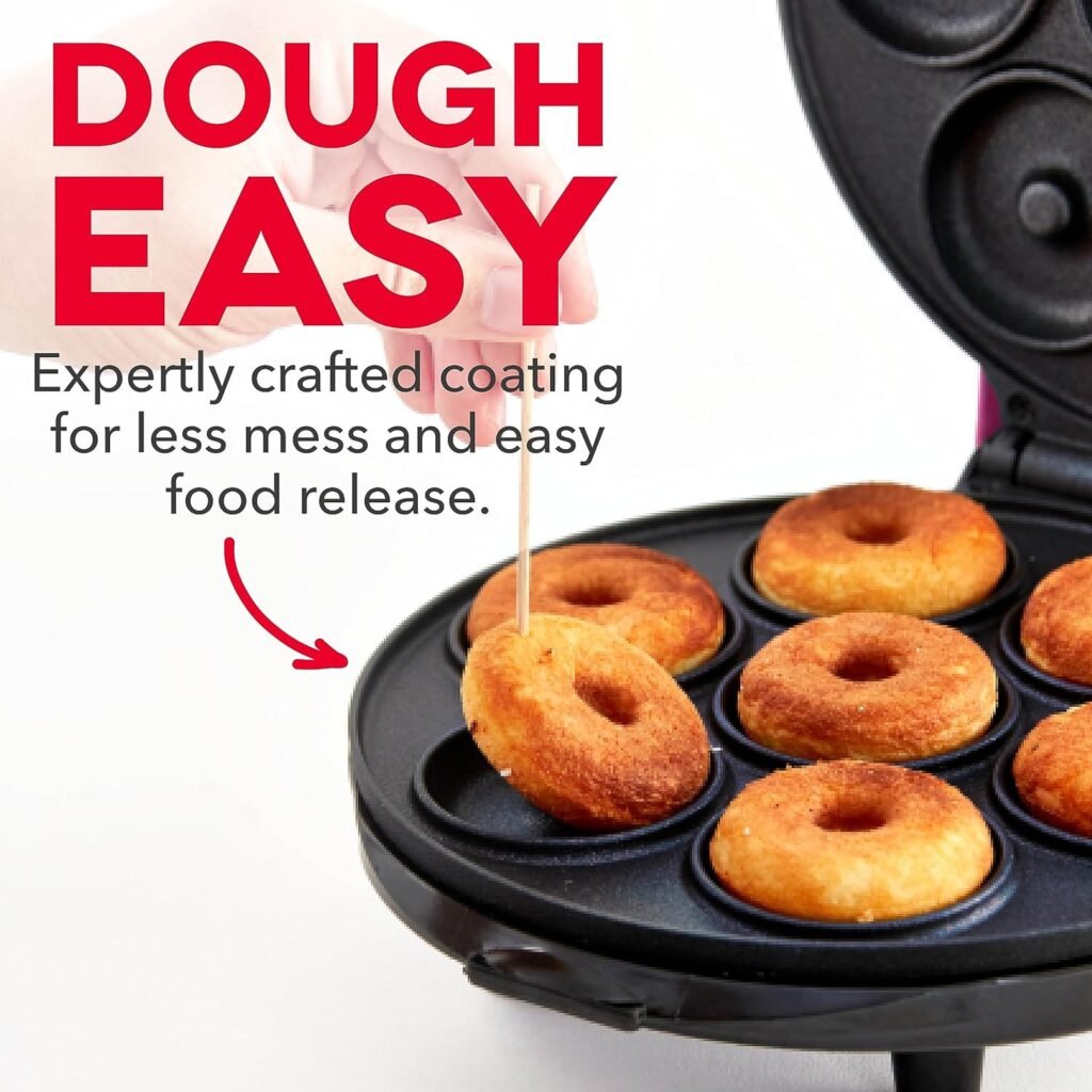 Dash Mini Donut Maker Machine for Kid-Friendly Breakfast, Snacks, Desserts  More with Non-stick Surface, Makes 7 Doughnuts, Donut Print