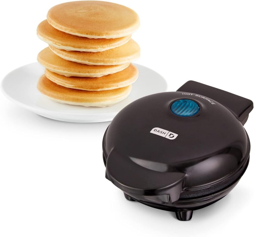 DASH Mini Maker Electric Round Griddle for Individual Pancakes, Cookies, Eggs  other on the go Breakfast, Lunch  Snacks with Indicator Light + Included Recipe Book - Black