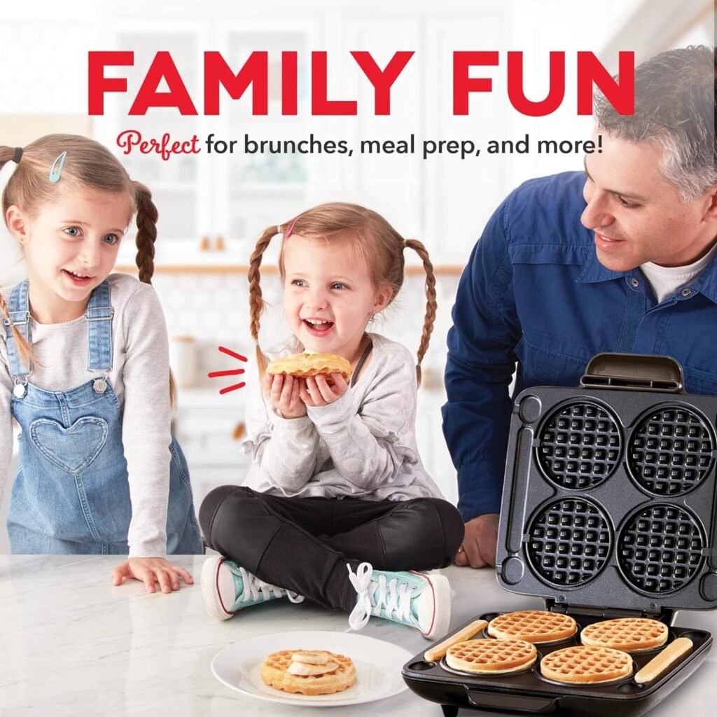 DASH Multi Mini Heart Shaped Waffle Maker: Six Mini Waffles, Perfect for Families, Dual Non-stick Surfaces with Quick Release  Easy Clean - Red Heart