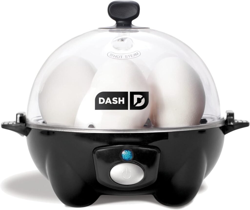 DASH Rapid Egg Cooker: 6 Egg Capacity Electric Egg Cooker for Hard Boiled Eggs, Poached Eggs, Scrambled Eggs, or Omelets with Auto Shut Off Feature - Black