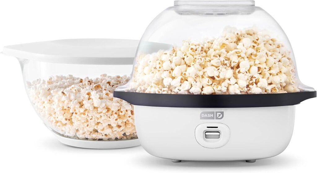 DASH SmartStore™ Stirring Popcorn Maker, 3QT Hot Oil Electric Popcorn Machine with Clear Bowl, 12 Cups - Aqua