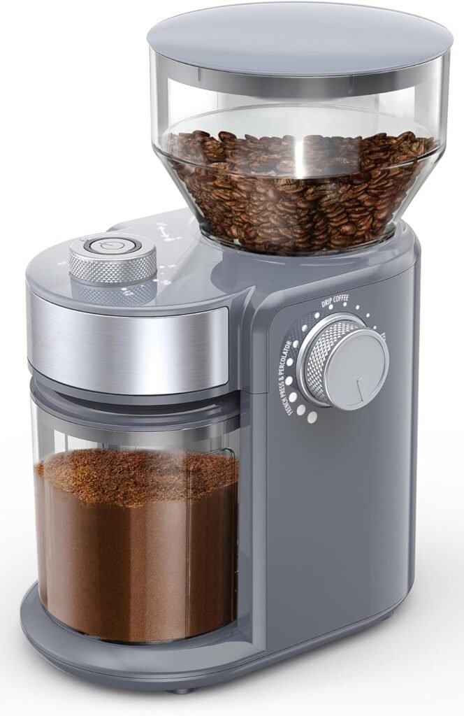 Electric Burr Mill Coffee Grinder with 18 Precise Grind Settings for Espresso, Drip and French Press - Adjustable Burr Grinder in Black