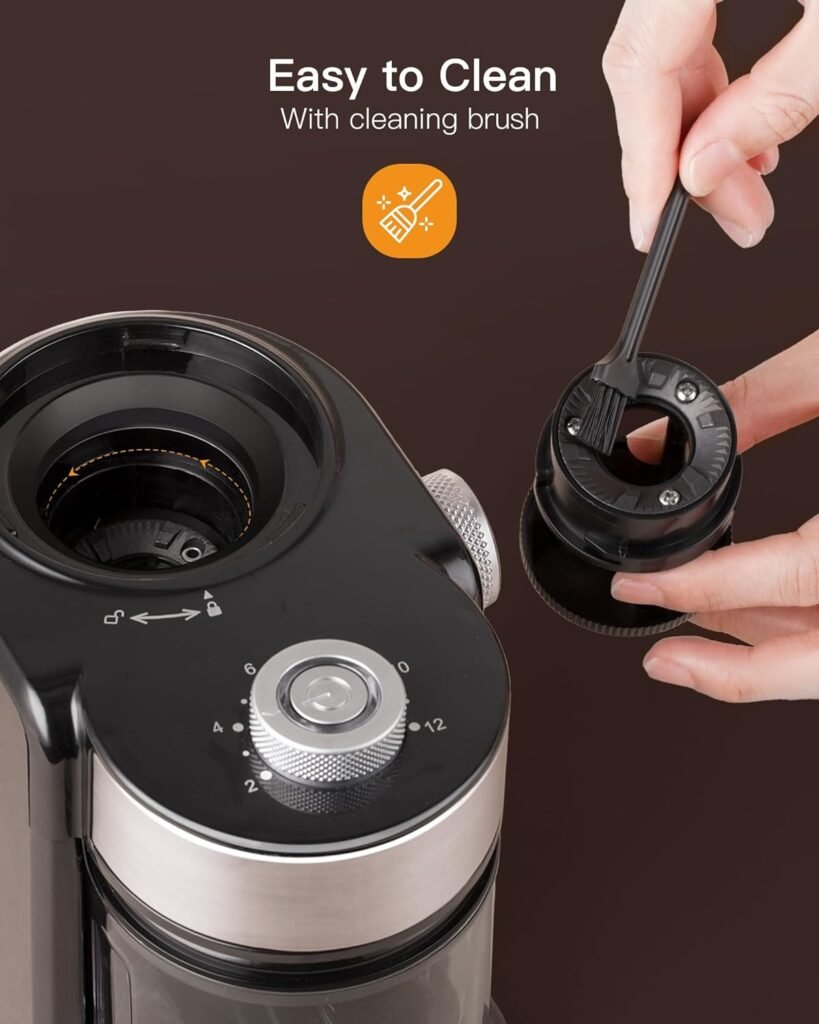 Electric Burr Mill Coffee Grinder with 18 Precise Grind Settings for Espresso, Drip and French Press - Adjustable Burr Grinder in Black